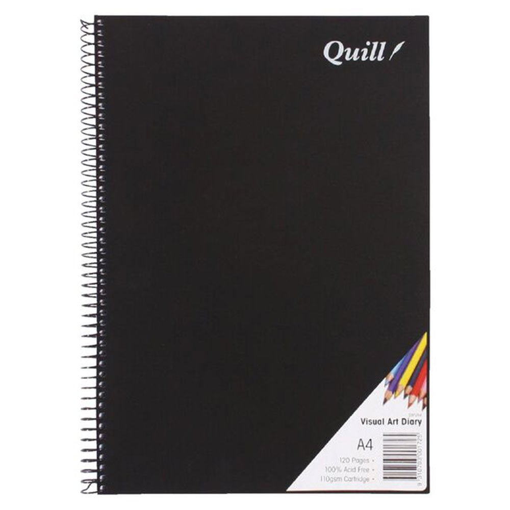 Quill A4 Visual Art Diary Spiral 110gsm (Black)