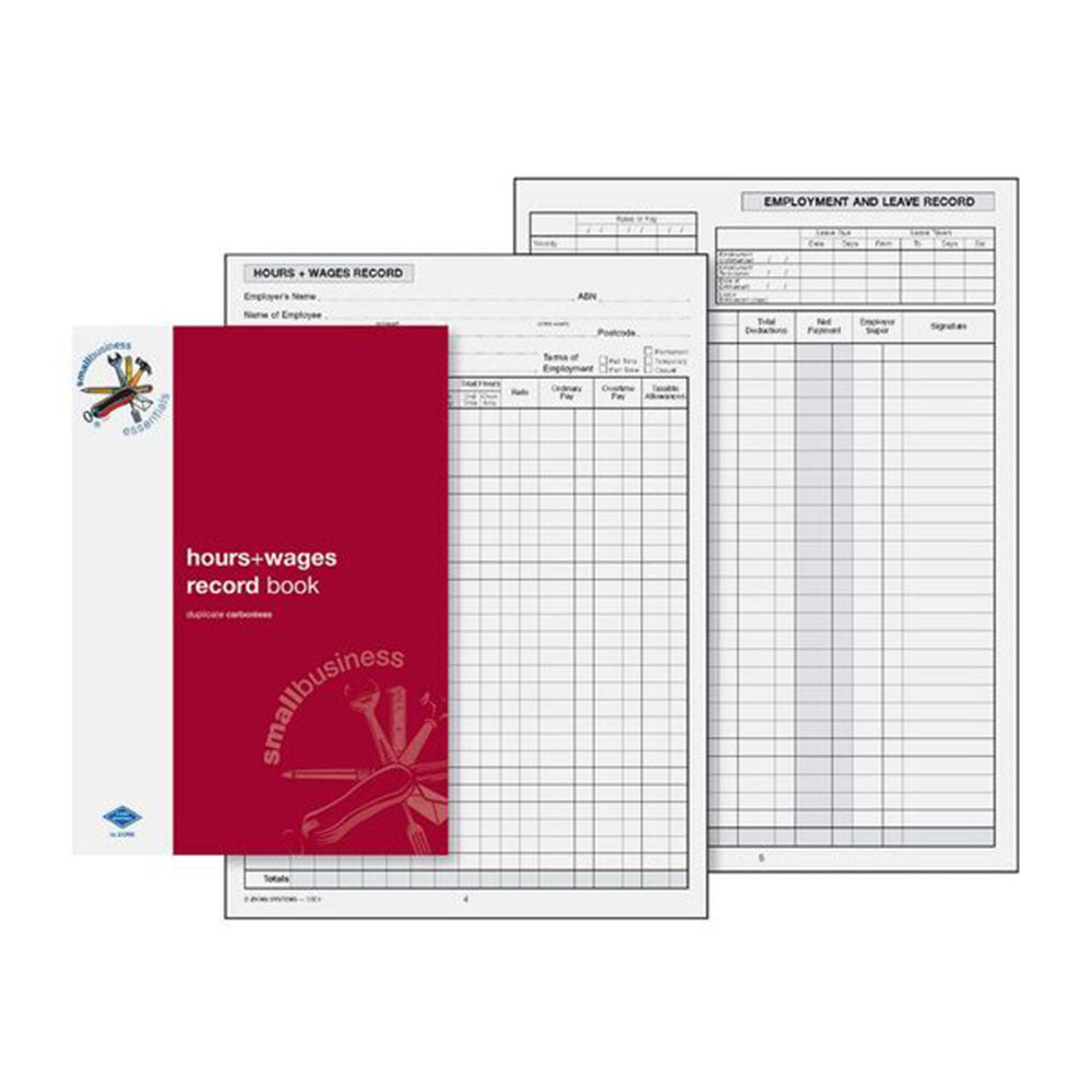 Zions Hours & Wages Record Book Business Essential (Small)