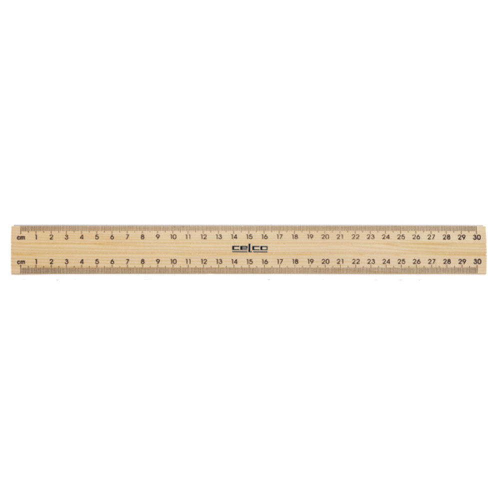 Celco Wooden Ruler with Metal Edge 30cm