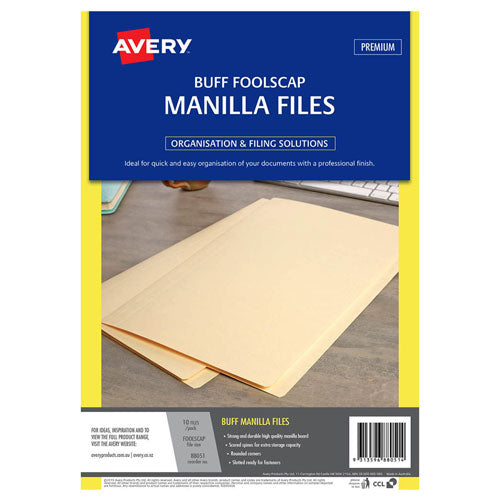 Avery Foolscap Buff Manilla Folder (Pack of 10)