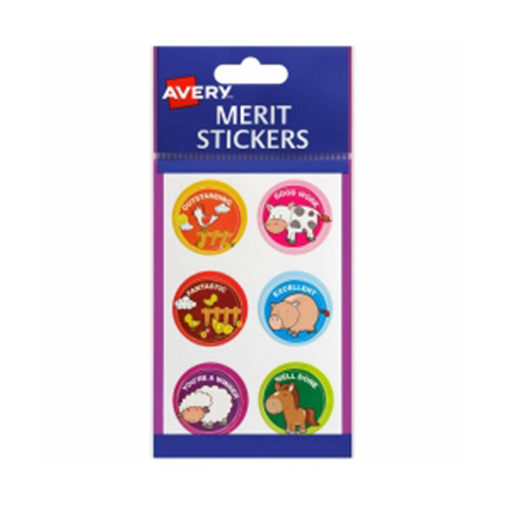Avery Permanent Round Animals Merit Stickers 96pcs