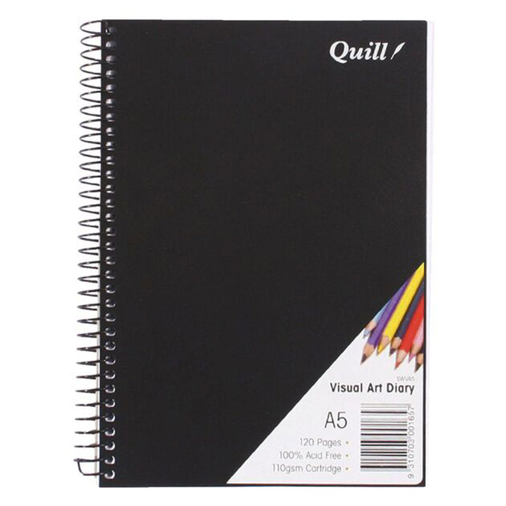 Quill A5 Spiral Visual Art Diary (Black)