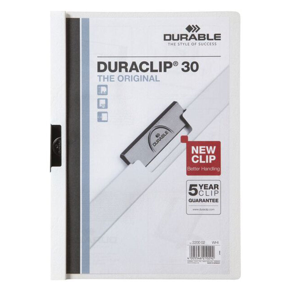 Duraclip A4 Flat File Clip (White)