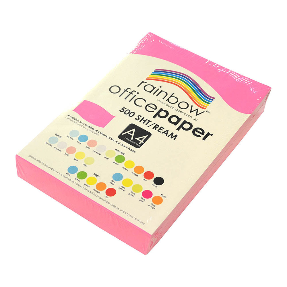Rainbow A4 Copy Paper 75gsm 1-Ream (Fluoro Pink)