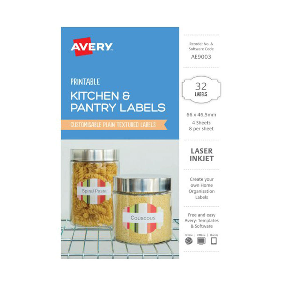 Avery White Printable Kitchen & Pantry Label 32pcs (66x47mm)