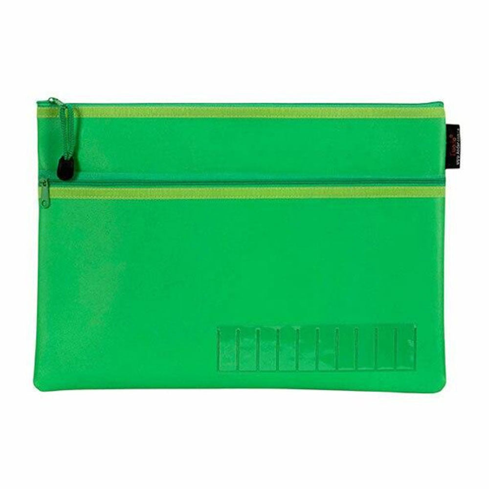 Celco Small Green Name Pencil Case with 2 Zip (345x264mm)