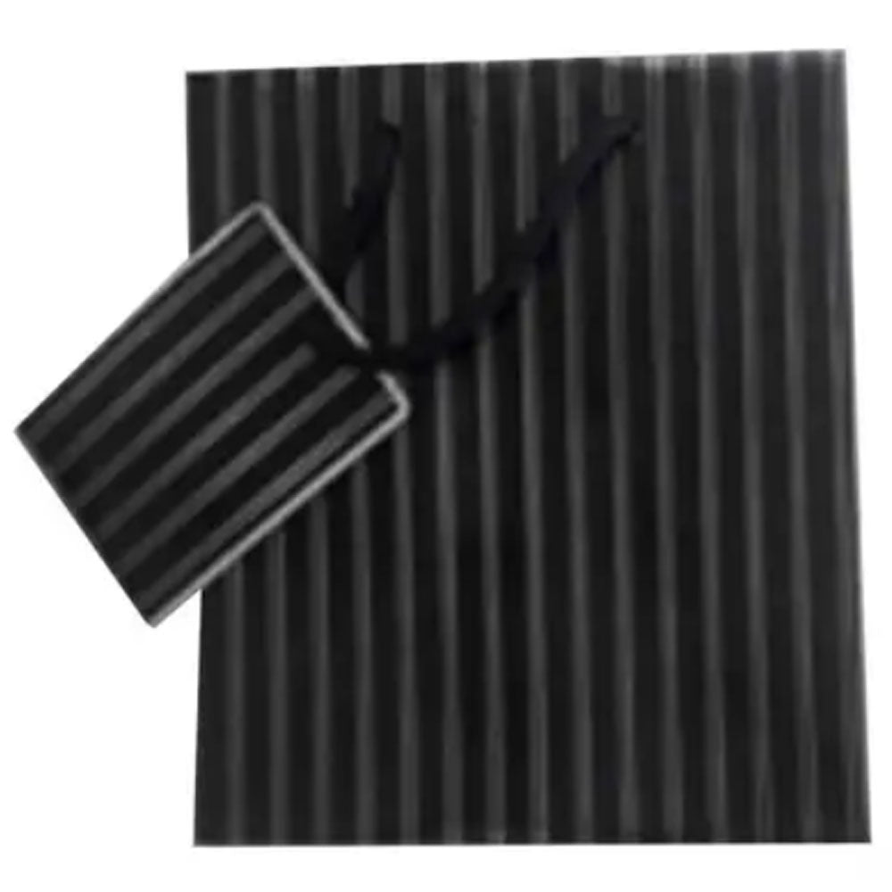 Ozcorp Medium Pinstripe Gift Bag (Black/Silver)