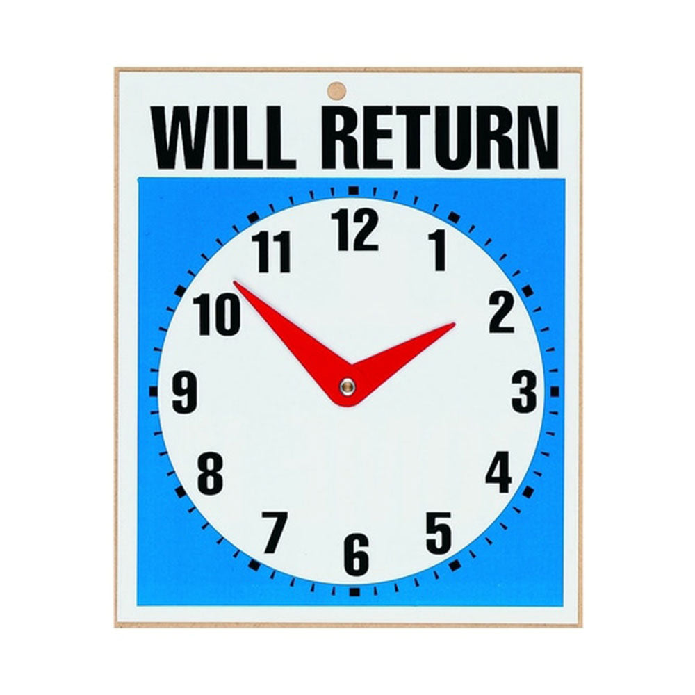 Headline Will Return Clock Sign (190x305mm)