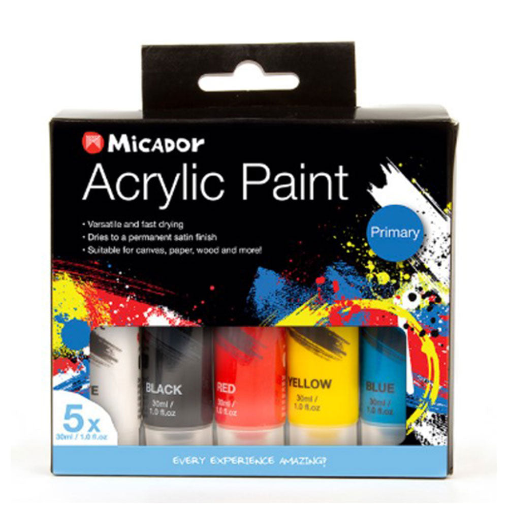 Micador Primary Acrylic Paint 30mL (Pack of 5)
