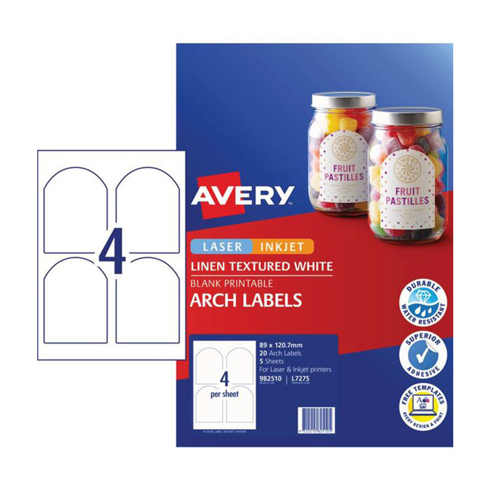 Avery Printable White Arched Label 5pcs (89x121mm)