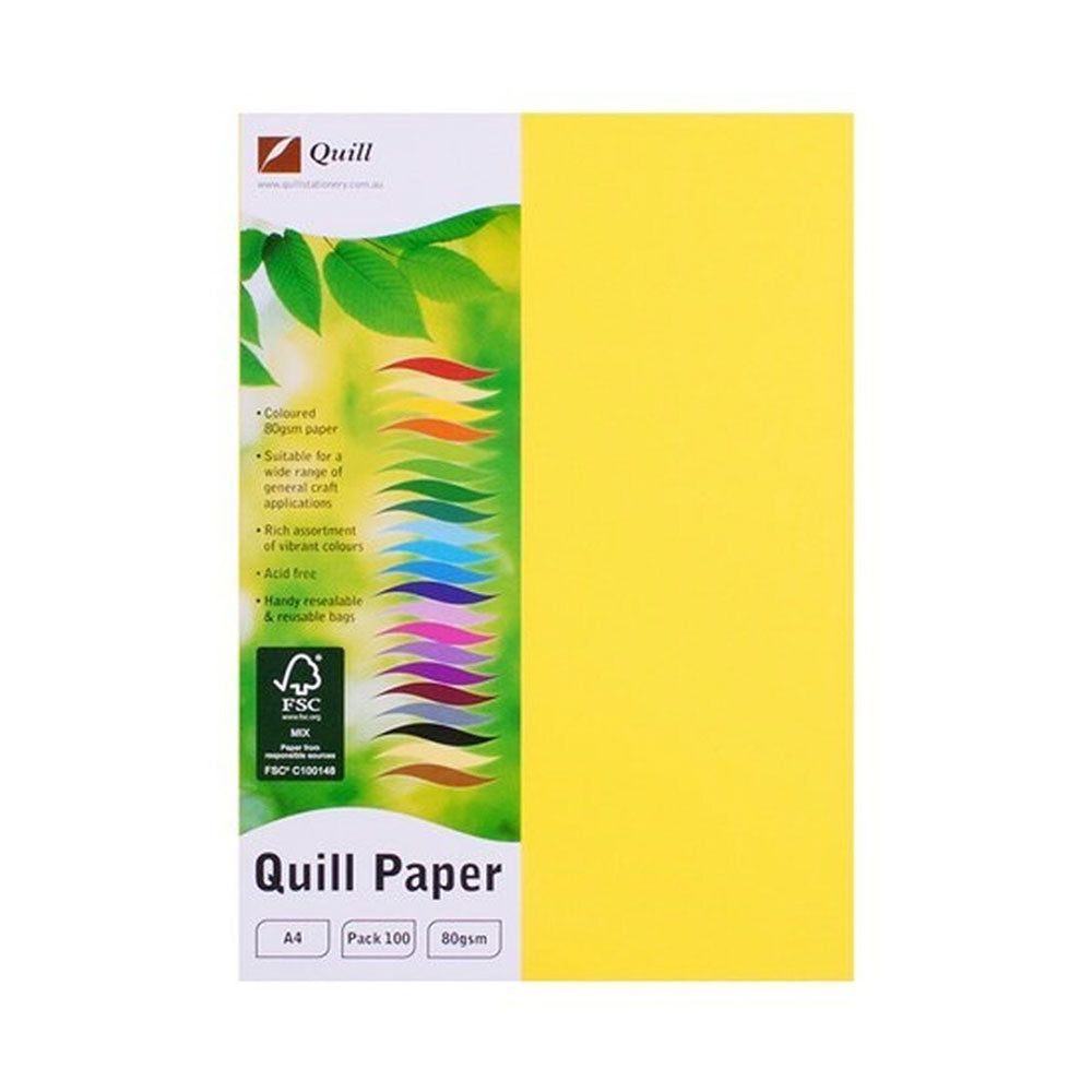 Quill A4 Lemon Copy Paper 80gsm (Pack of 100)