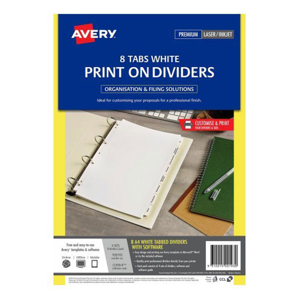 Avery 8 Tab Print On Dividers