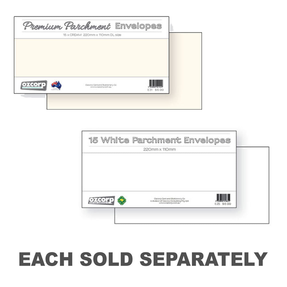 Ozcorp DL Premium Parchment Envelope 15pcs (22x11cm)