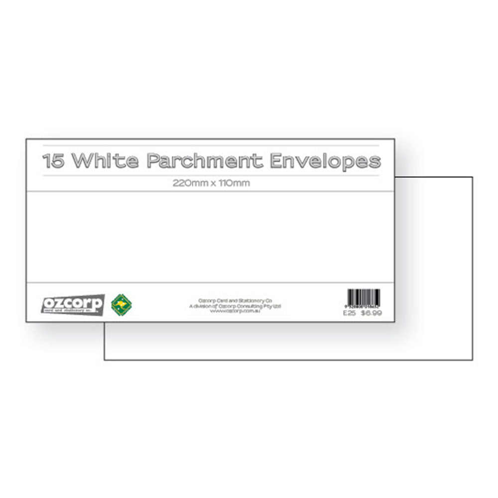 Ozcorp DL Premium Parchment Envelope 15pcs (22x11cm)