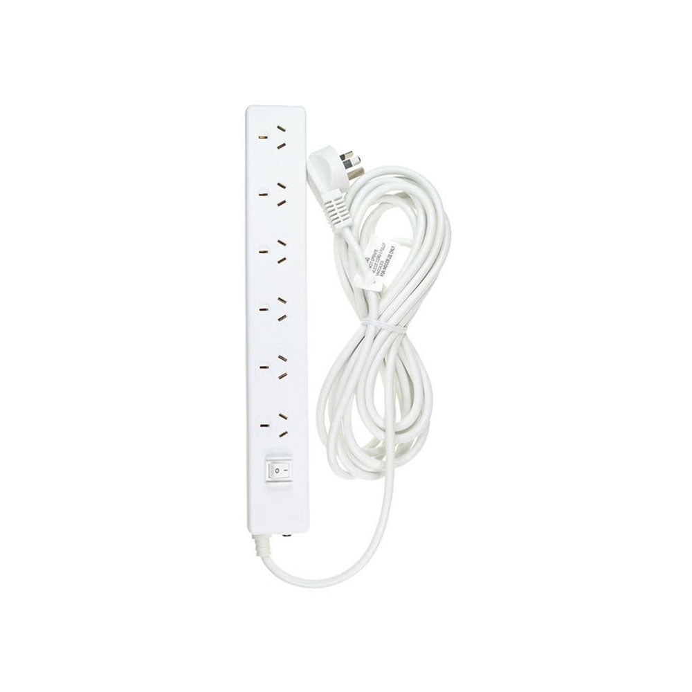 6-Outlet Power Board Surge Protected w/ Extra 5m Long Lead