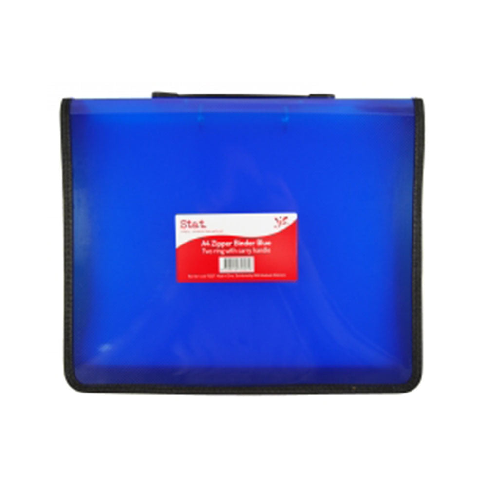 Stat A4 Zipper Binder 2R with Handle (Blue)
