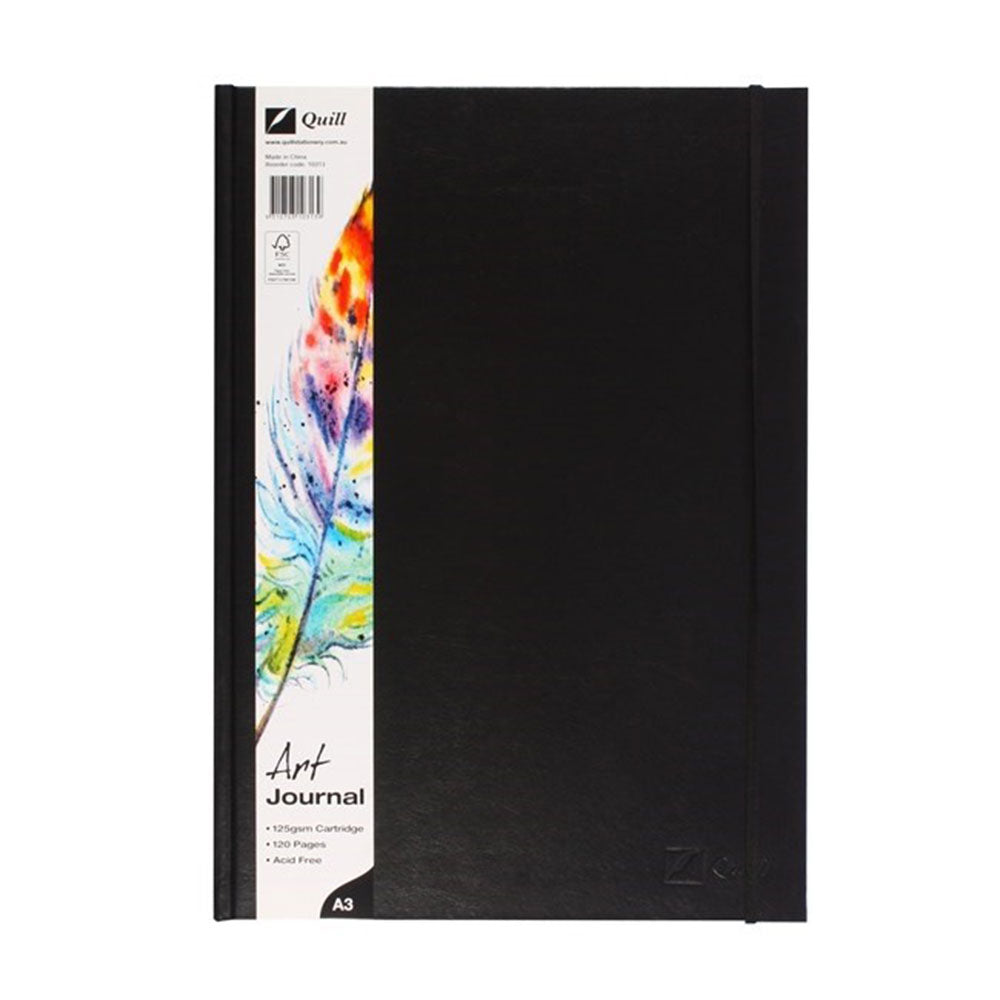Quill A3 Art Journal Hardcover w/ Elastic Strap 60LF 125gsm