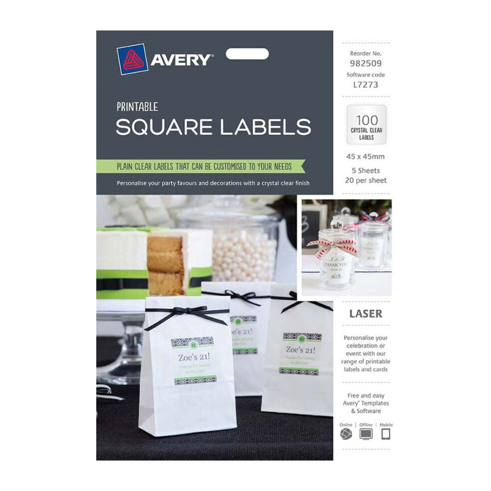 Avery Printable Square Label 45mm 5pcs (White)