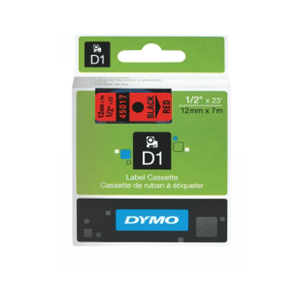 Dymo Label Tape D1 Black with Red (12mmx7m)