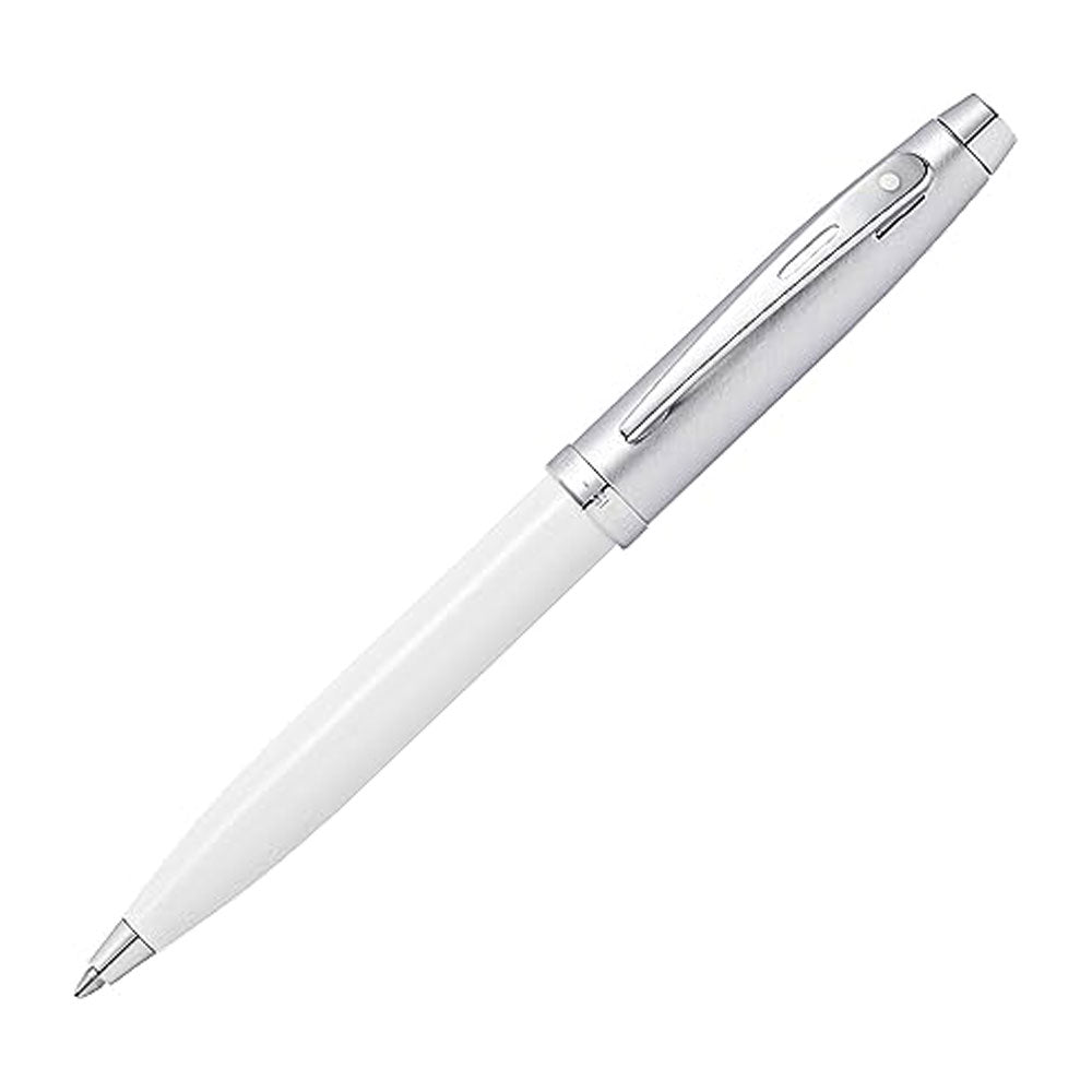 Sheaffer White Lacquer Chrome Trim Ballpoint Pen
