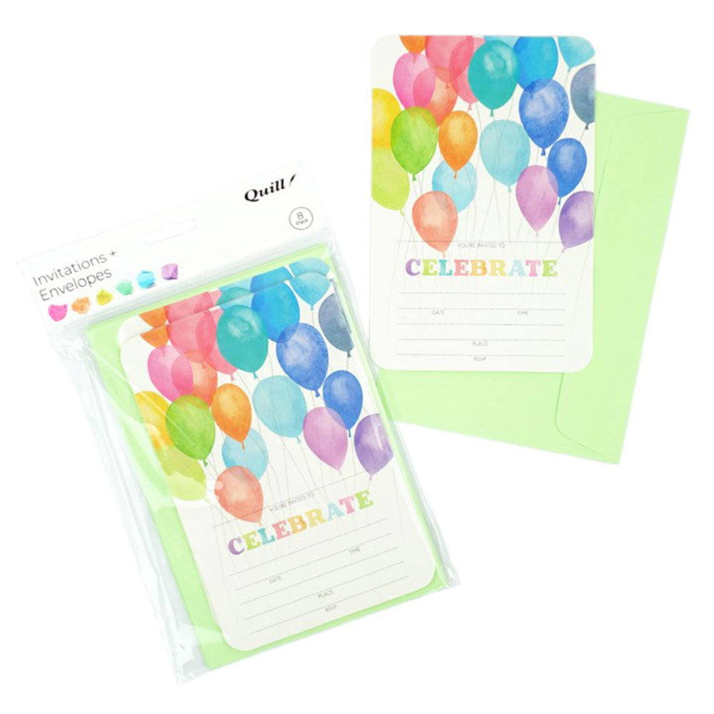 Quill Party Invitation Card & Envelope 8pk