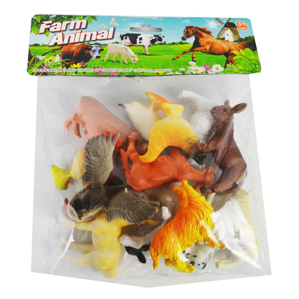 12pc. Toy Farm Animals in Bag