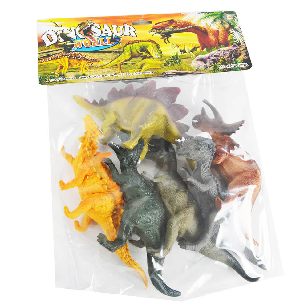 6pc. Large Toy Dinosaurs in Bag