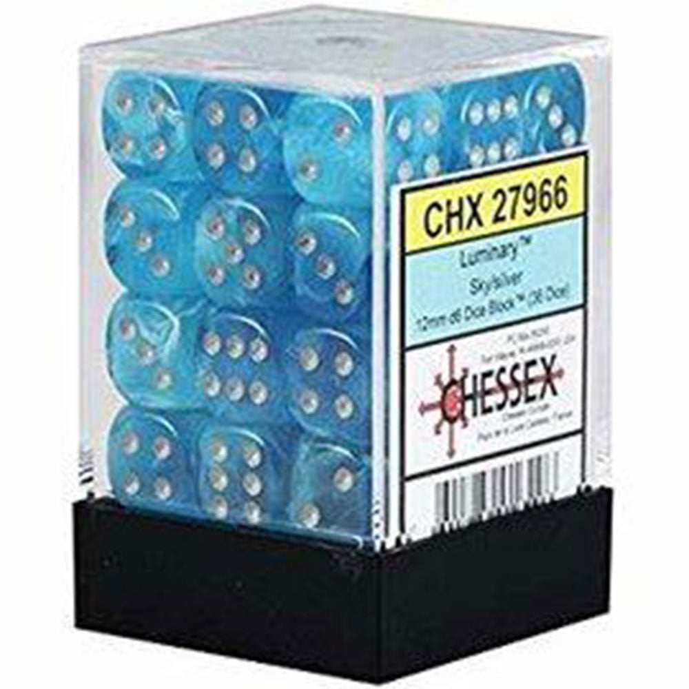 Chessex 12mm D6 Luminary Dice Block (Sky/Silver)
