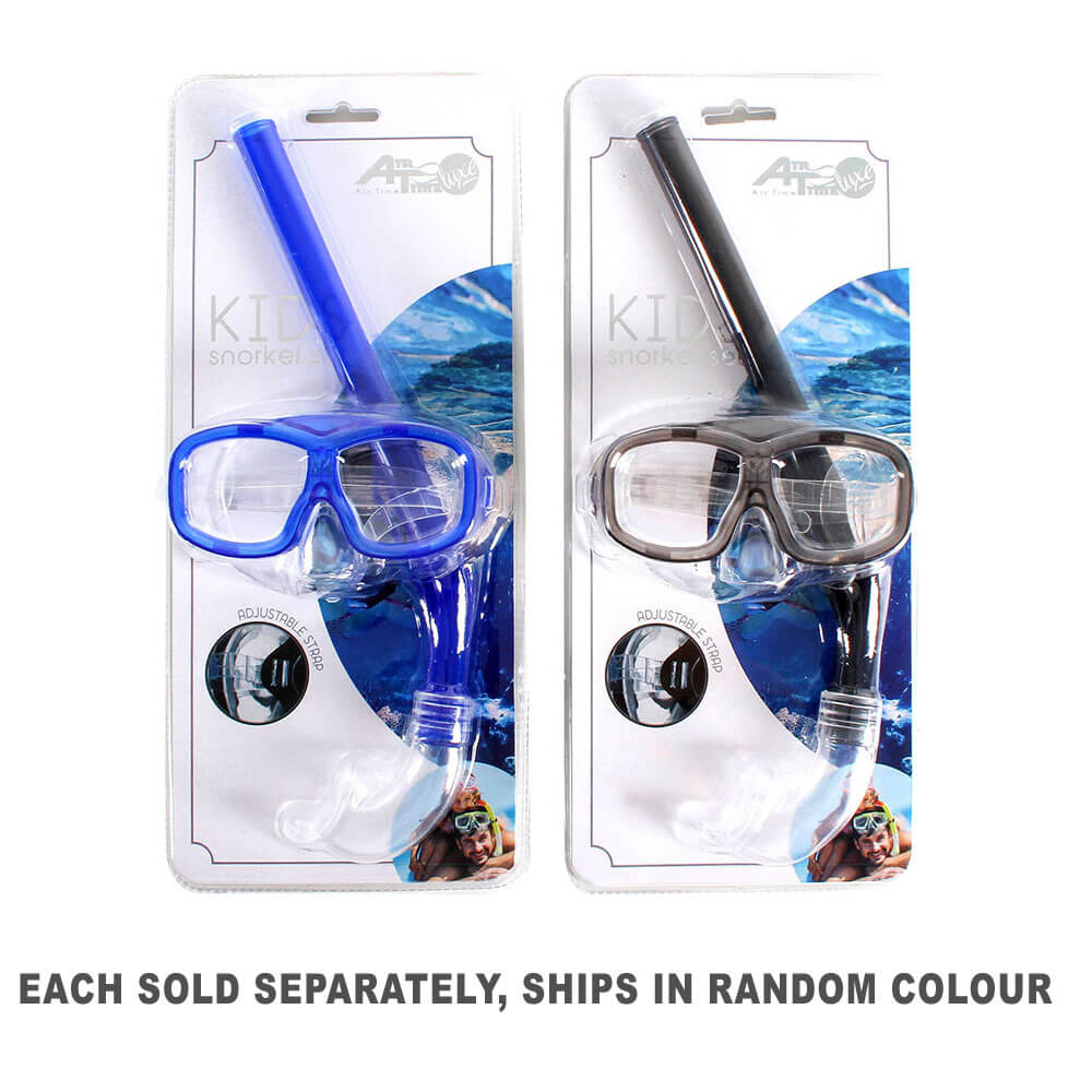 Kid's Snorkel and Mask Set 2 Assorted Colors Black and Blue