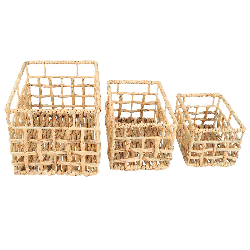 Lai Waterhyacinth Baskets Set of 3 (Large 30x22x20cm)