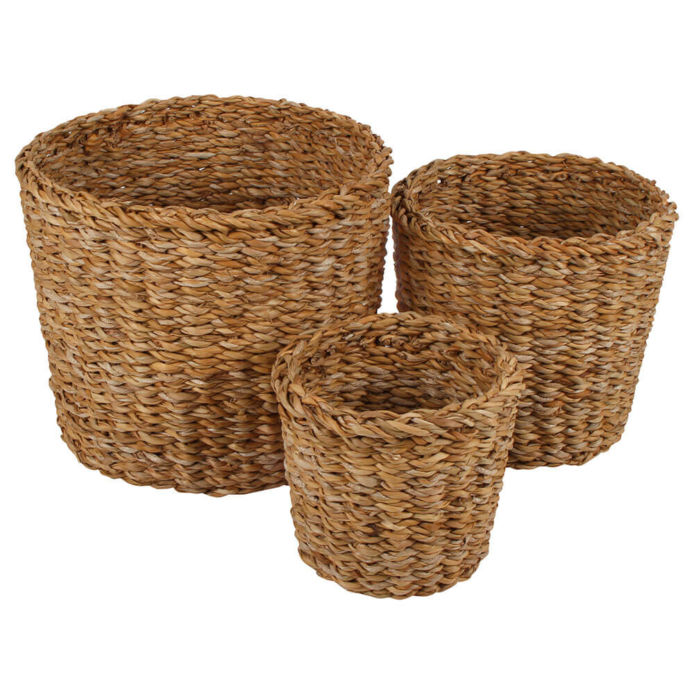 Anglesea Seagrass Basket Set of 3 (Latrge:22x19x18cm)