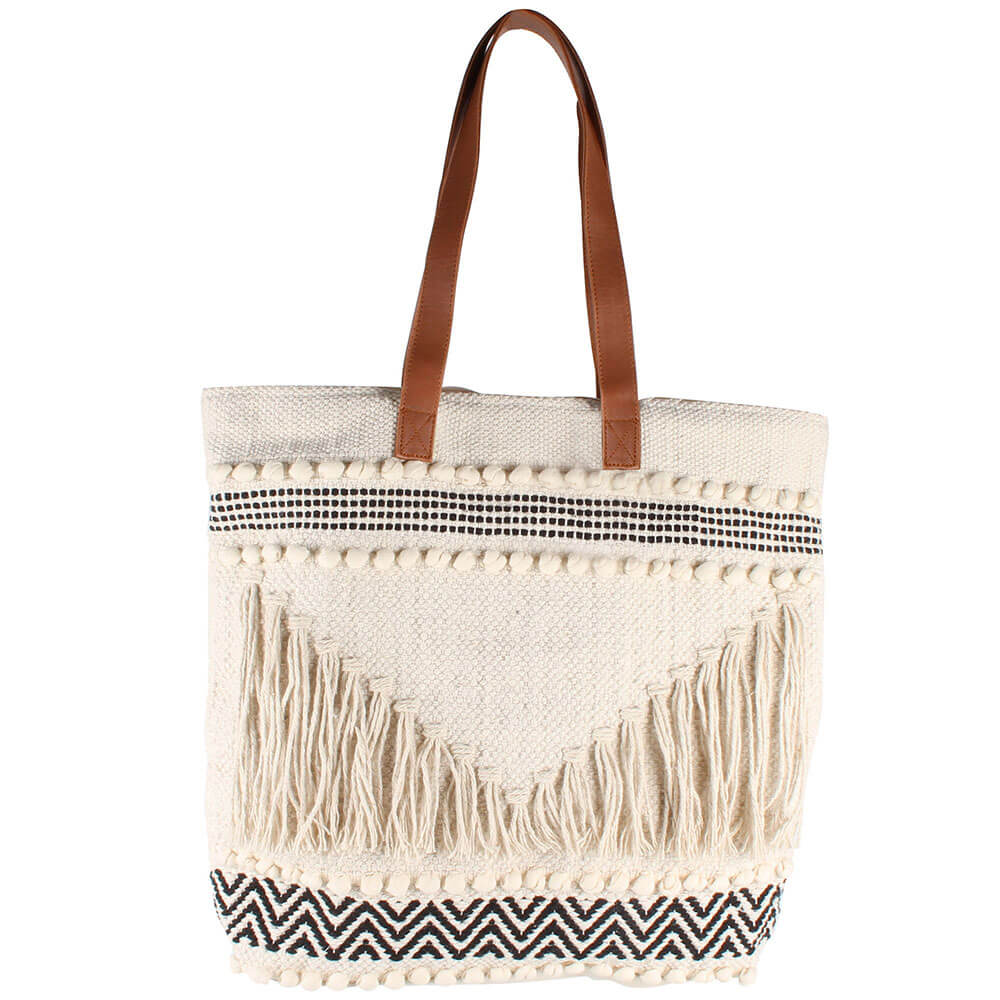 Meher Tote Jute Cotton Bag with PU Strap (45x40cm)