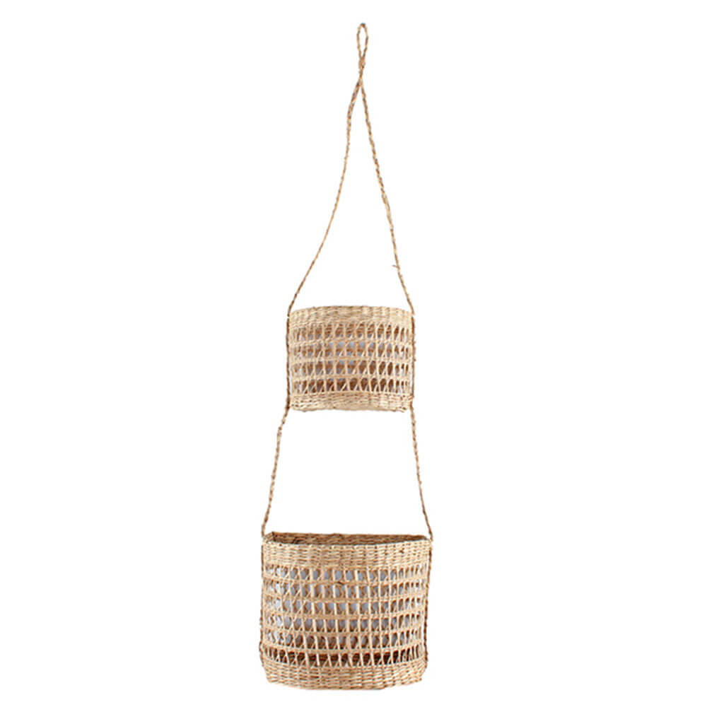 Gympie 2-Tier Seagrass Hanging Baskets (20x16x14cm)
