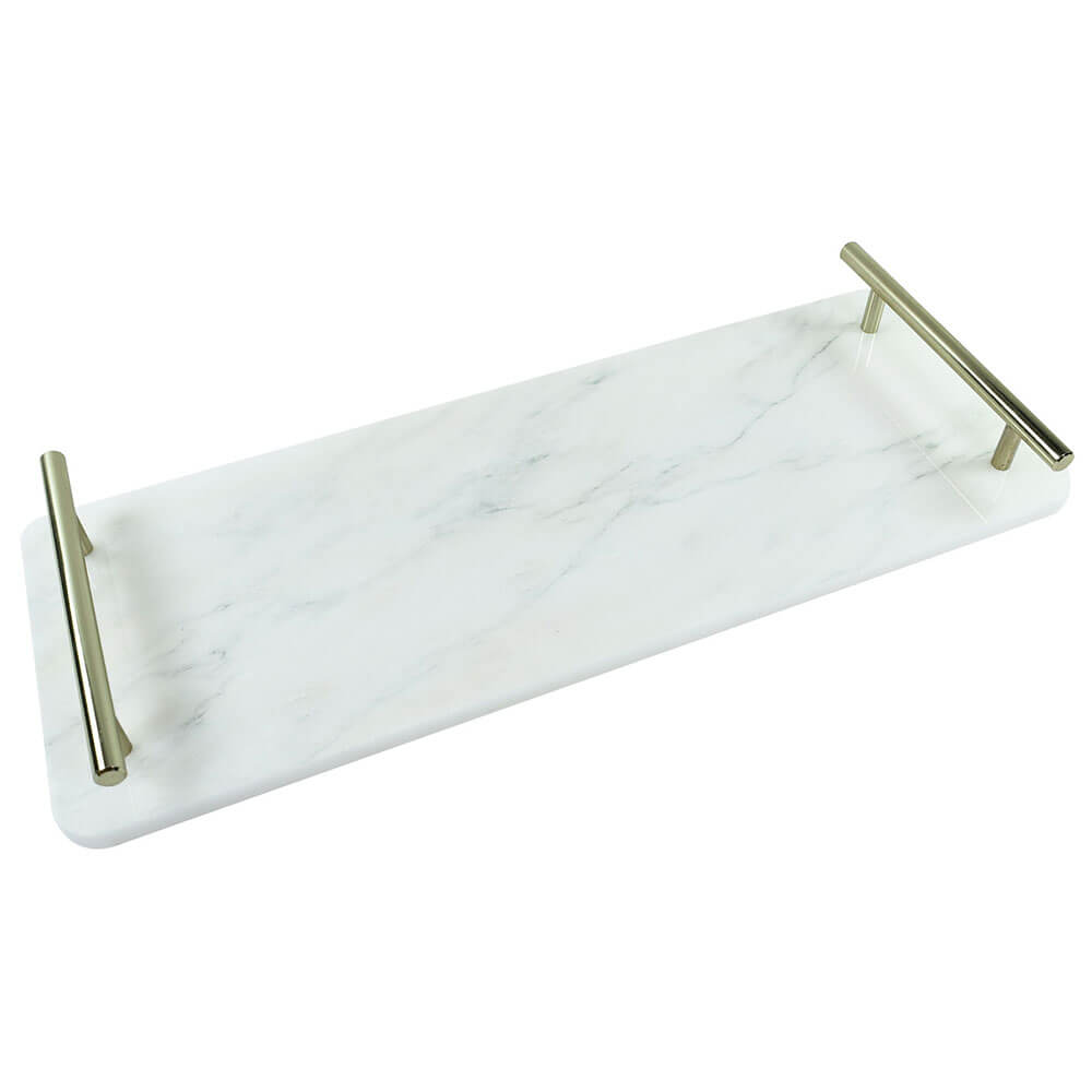 Oskar Marble Tray with Gold Metal Handle (40x15cm)