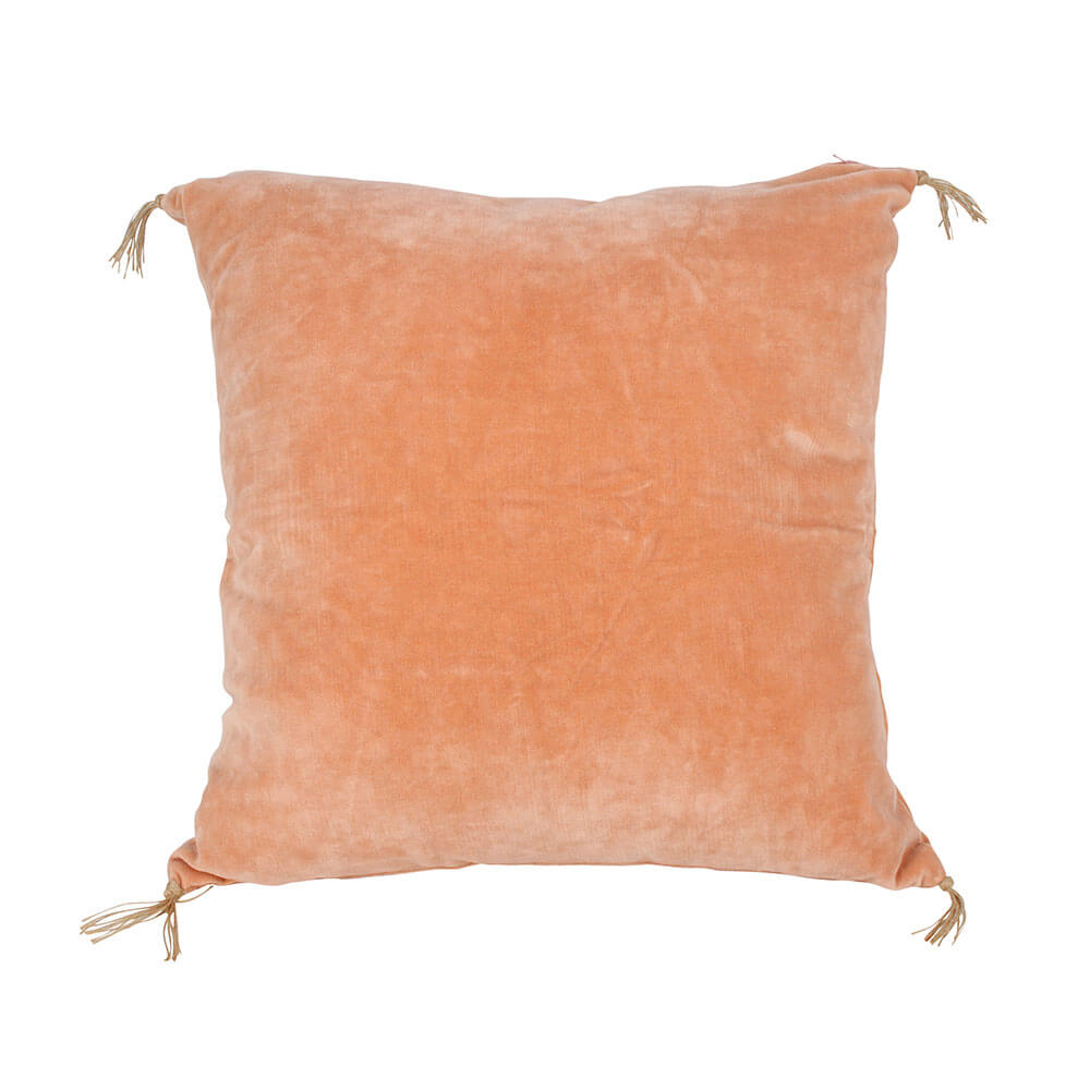 Kael Velvet Cushion with Tassels Peach (50x50cm)