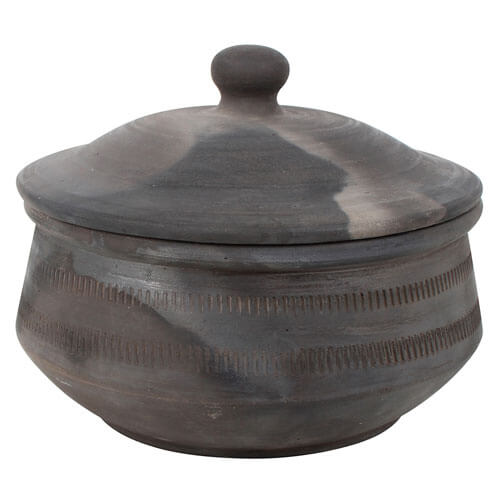 Darma Charcoal Terracotta Display Pot with Lid (20x20x15cm)