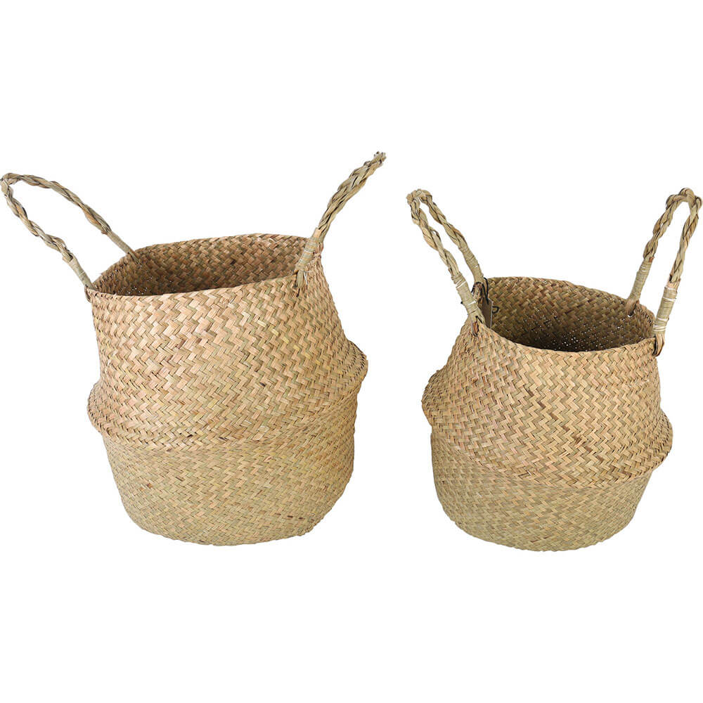 Byron 2pcs Foldable Seagrass Belly Baskets 30x27cm