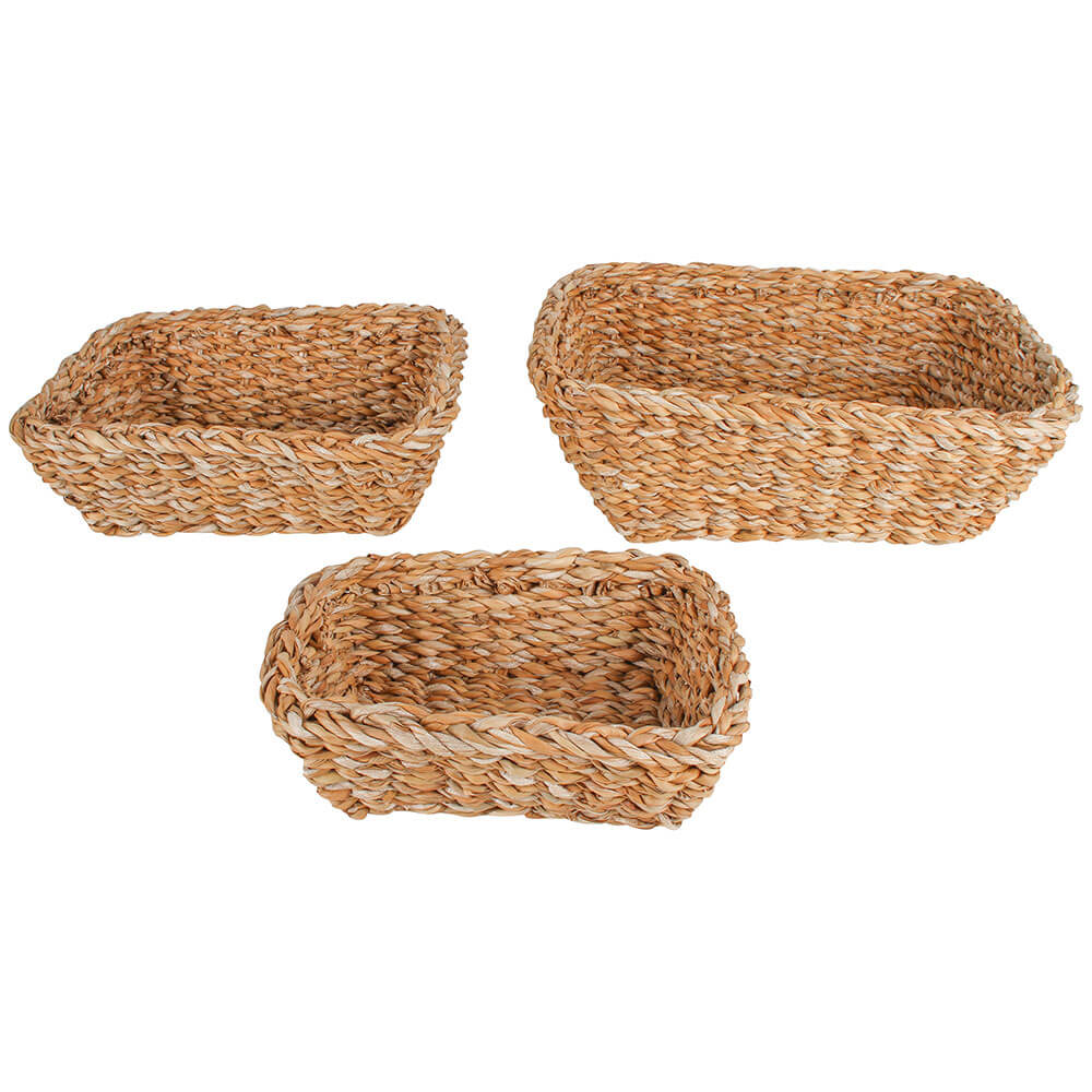 Coolangatta Seagrass Rectangle Basket Set of 3 (28x24x10cm)
