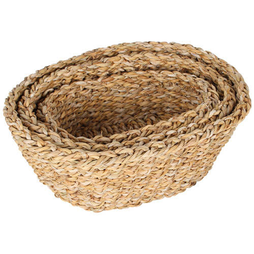 Set of 3 Burleigh Seagrass Oval Chari Baskets (28x22x10cm)