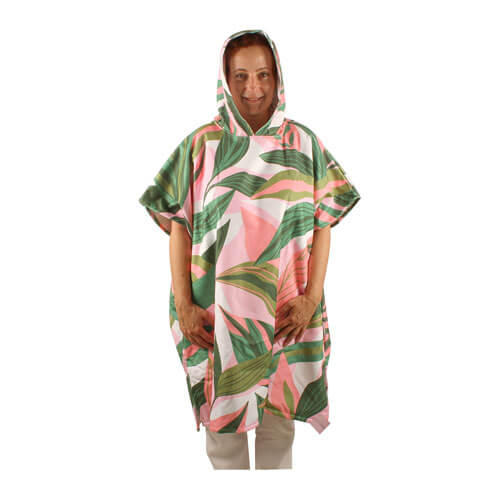 Blush Palm Adult Cotton Beach Towel Poncho (135x86cm)