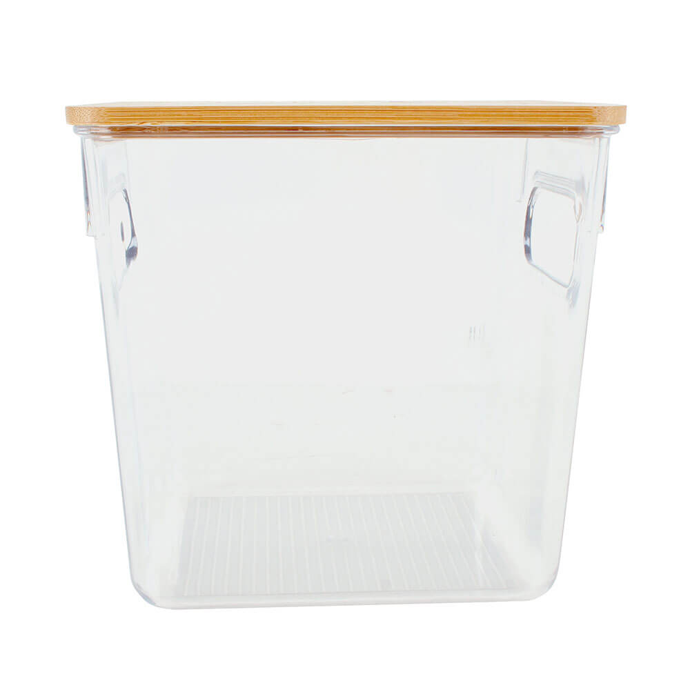 Storage Basket with Bamboo Lid (Clear)