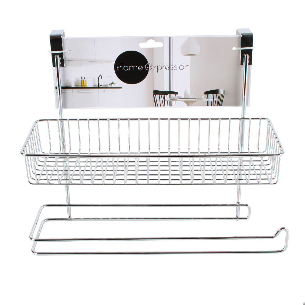 Over the Cupboard Paper Towel Holder w/ Basket (31x11x38cm)