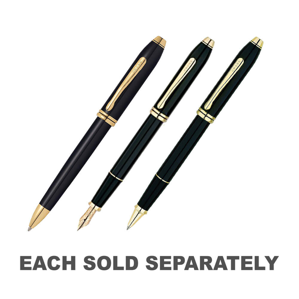 Townsend 23CT Gold Plated Black Lacquer Pen