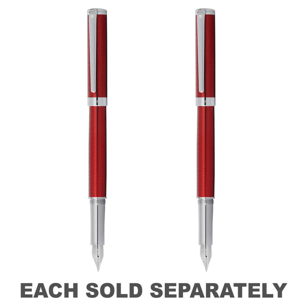Intensity Engraved Red Fountain Pen w/ Chrome Trim