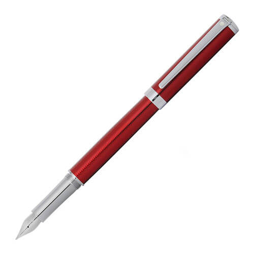 Intensity Engraved Red Fountain Pen w/ Chrome Trim