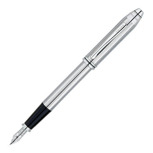 Lustrous Chrome Fountain Pen w/ Glossy Black PVD Trim