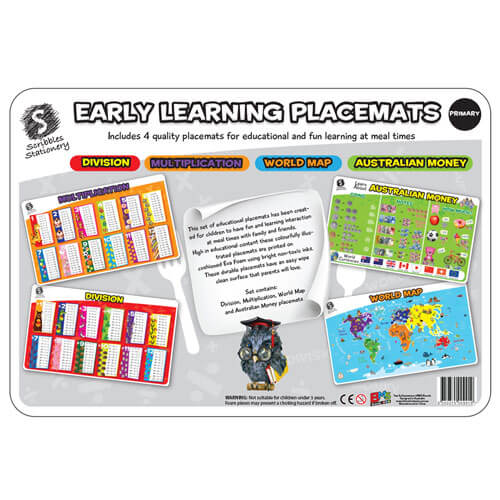 Primary Early Learning Educational Placemats 4pk