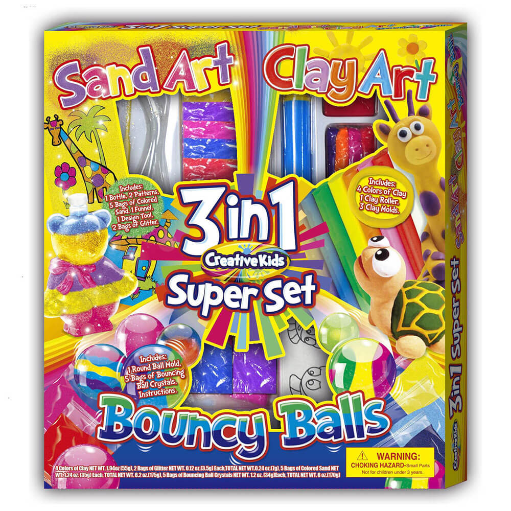 Creative Kids 3-in-1 Super Set Sand Clay Art Bouncy Balls