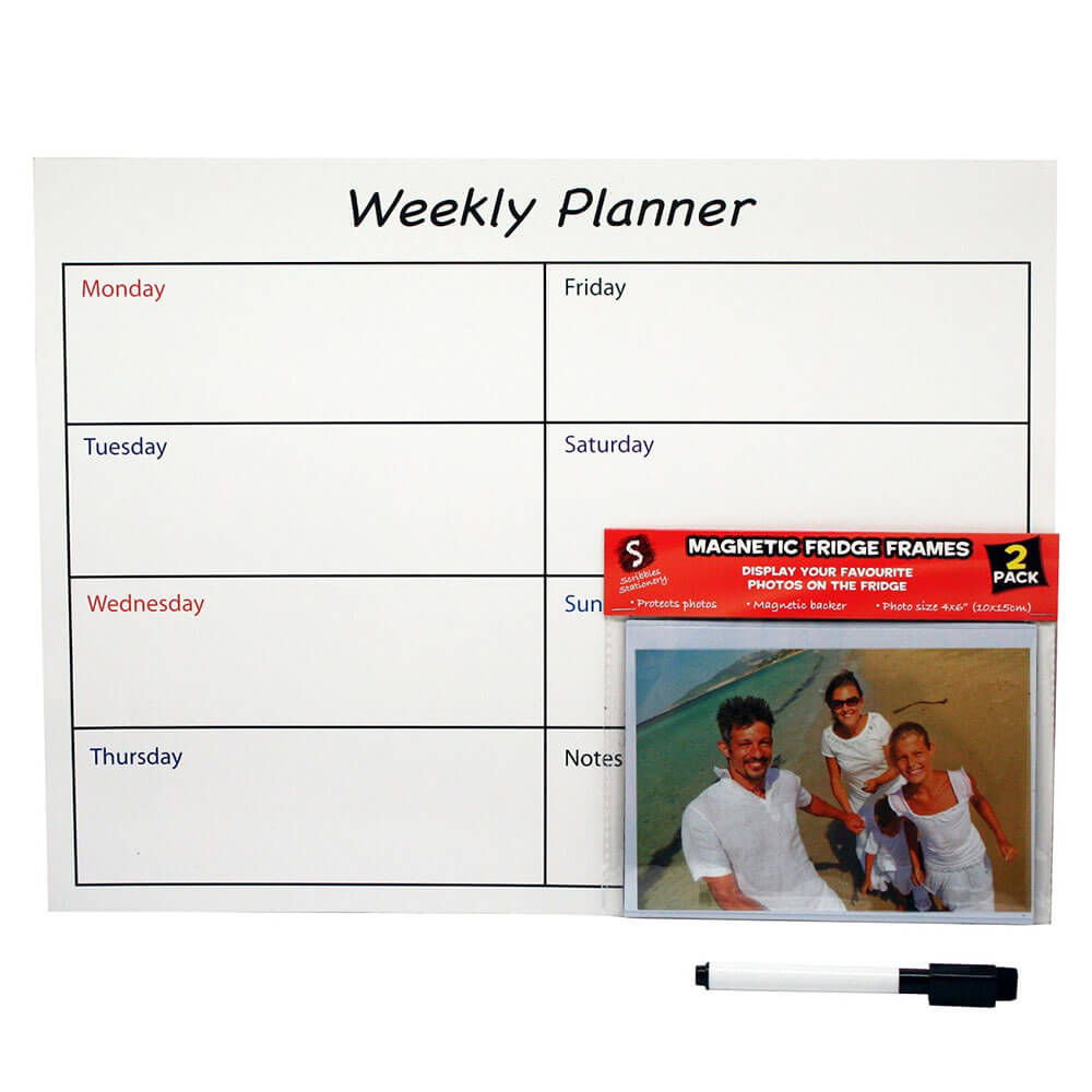 Magnetic Weekly Planner with 2 Magnetic Photo Frames