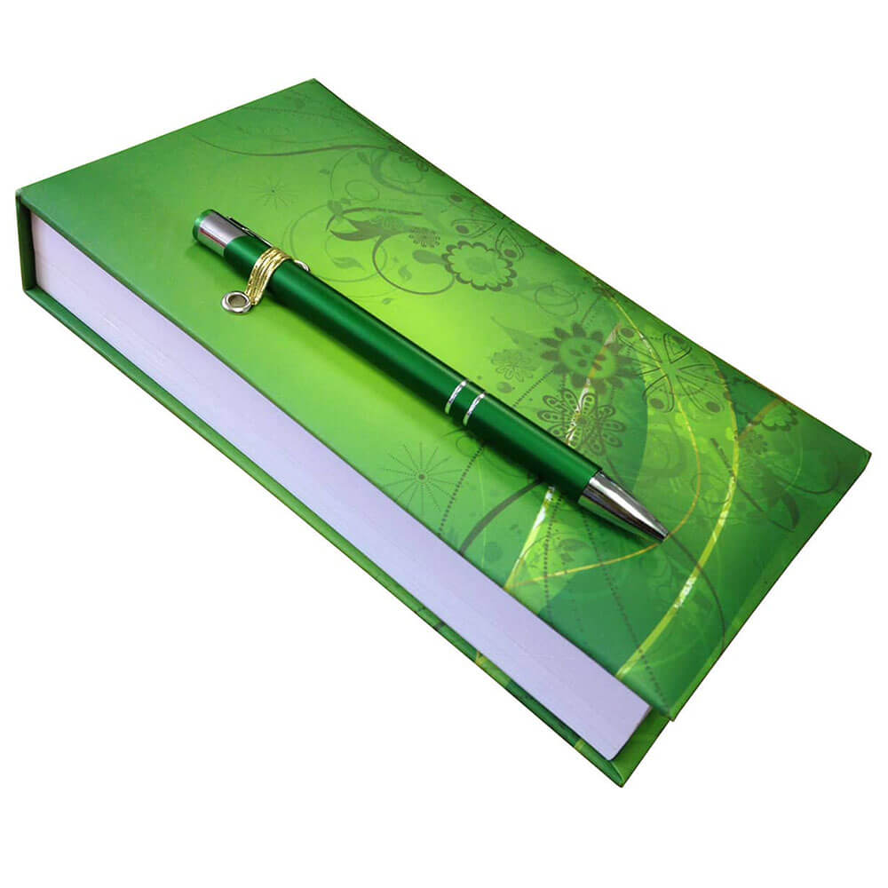 Green Pattern Notepad with Pen